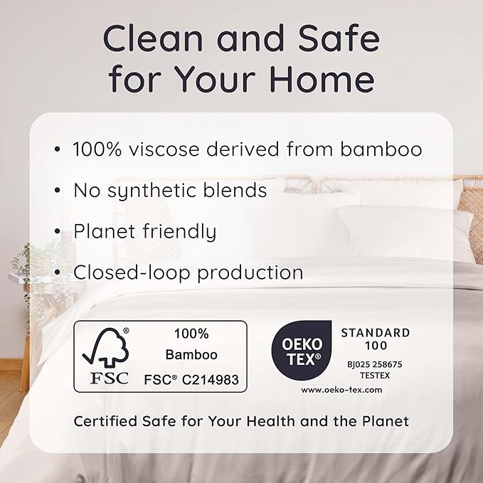 Bambaw 100% Viscose Derived from Bamboo Sheets Queen Size Set – 6pcs Cooling Queen Sheet Set, Deep Pocket Fits Up to 16'' with Elastic Corner Straps, Soft Sheets (Sand)