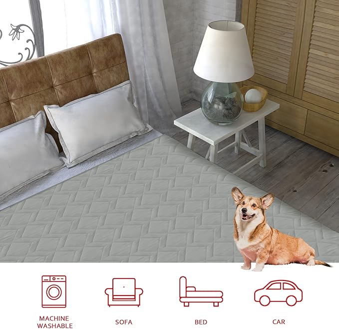 Waterproof Blanket 2 Pack Dog Bed Cover with Non-Skid Bottom, Couch Cover for Dogs, Mattress Protector Furniture Protector, Bed Couch Sofa(52" X 82")