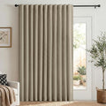 Faux Linen Total Blackout Sliding Door Curtains 90 Inches Long, Plaza Taupe | by 100BlackoutShield