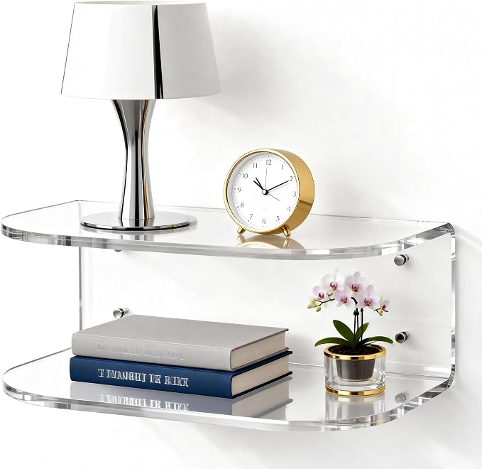 Acrylic Floating Nightstand, Wall Mounted Bedside Table Shelf by AcrylicTable