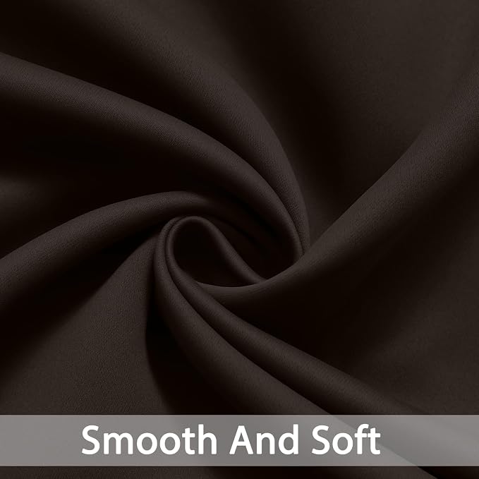 Yakamok Blackout Curtains 38x84 inch Dark Brown Thermal Drapes-Bedroom | 2 - Image 6