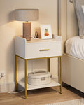 Nightstand with Charging Station, 3-Tier Bedside Table by Apetaccat