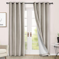 Macochico 52" Wx108 L 100% Blackout Curtains Extra Long Thermal Insulated Chenille Curtains for Living Room Bedroom Auditorium Home Theater Beige Taupe Grommet Curtains with Tieback Classic 1 Panel