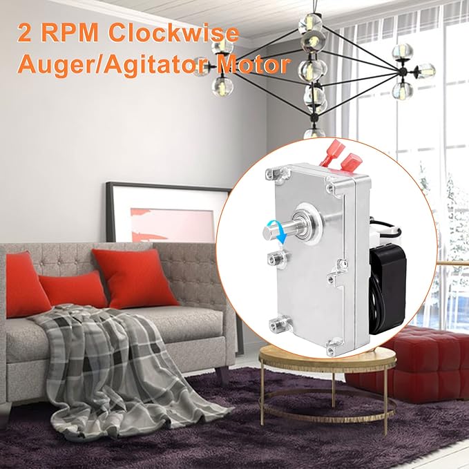 Criditpid Replacement KS-5010-1010 Auger Motor for Glowboy Bay View, Classic, Home Heater, Shop Heater Pellet Stove, 2 RPM Clockwise Auger Feed Motor for PelPro PP300.