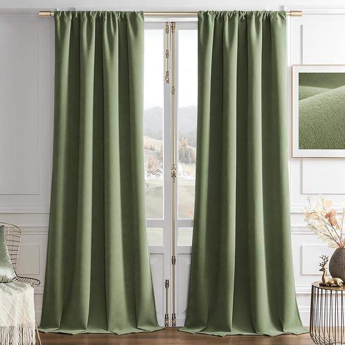 Joydeco Velvet Blackout Curtains Black Out Curtain 96 Inch Drapes | by JOYDECO