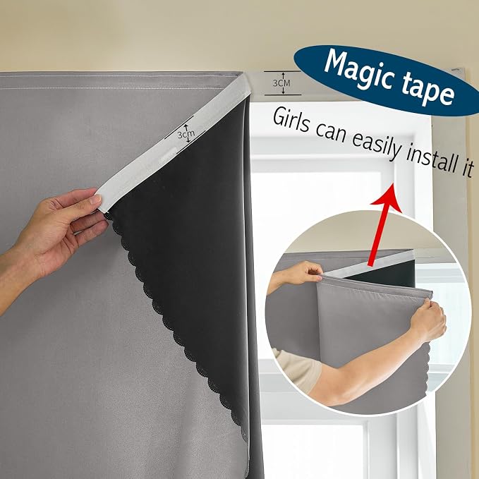 JILRON Adhesive Curtain 100% Blackout No-Drill Easy Install - Image 5