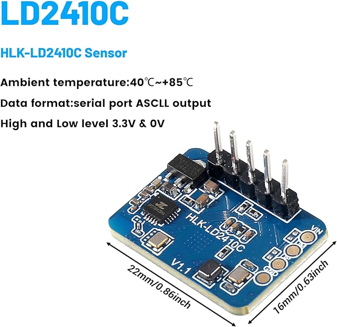 XIITIA 4pcs LD2410C Human Presence Radar Sensor Module HLK-LD2410 LD2410 Millimeter Wave Non-Contact 24GHz ISM Band Serial Port IO Level Output