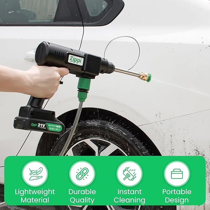 Zippi Hydro Cleaner Deluxe 2025 – Cordless High-Pressure Scrubber with Foam Dispenser, 3000 mAh Rechargeable & Lightweight for Efficient Outdoor Tile, Grout, and Surface Cleaning
