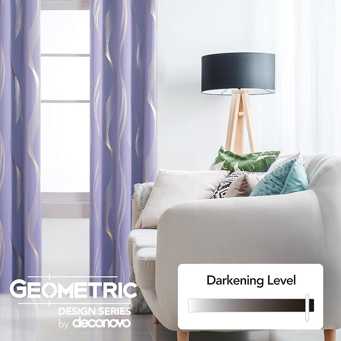 Deconovo Curtains for Living Room, Pattern Blackout Curtains 45 Inches Long | - Image 3
