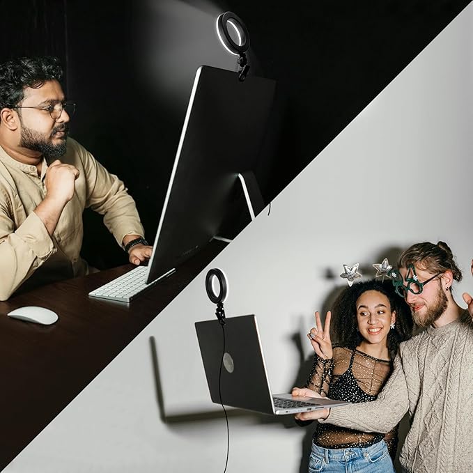 Meyin Ring Light Clip on Laptop Monitor, Webcam Light 10 Brightness Level Video Conference Lighting for Remote Working/Zoom Calls/Self Broadcasting/Live Streaming/Video Recording/TikTok