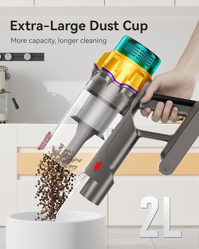 Cordless Vacuum Cleaner, 55KPA 650W 65Mins Extra-Large Dust Cup Cordless Stick Vacuum, Rechargeable Vacuum Cleaner with Self-Standing, Vacuum Cleaners for Home, Hardwood Floor, Carpet, Pet Hair