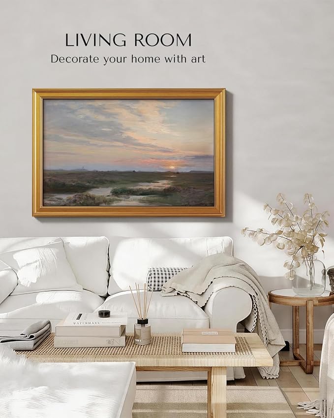 VIYYIEA Large Gold Framed Wall Art, Landscape Picture -Sunset- 36" x 24" - Image 5