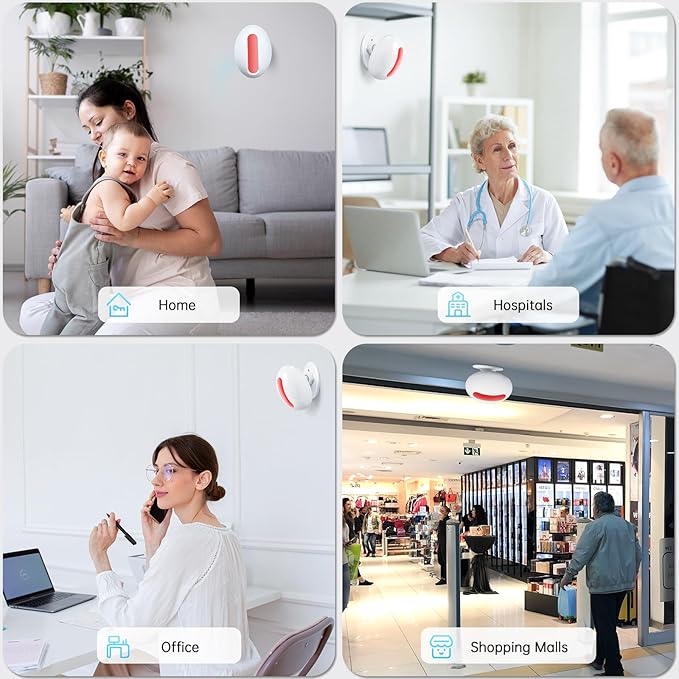 Wireless Motion Sensor Alarm Indoor -Door Chime for Business, Store Welcome Buzzer Monitor with Colorful LED Light 500 FT Range Commercial Door Entry Alert, Caregiver Reminder for Elderly