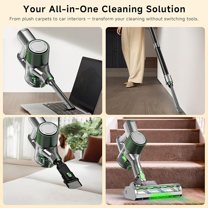 Cordless Stick Vacuum Cleaner - Lightweight Handheld Vacuum with Self Standing, Removable Battery with 45min Running Time, Anti-tangle Wireless Vacuum for Home Pet Hair/Hardwood Floor/Carpet GB