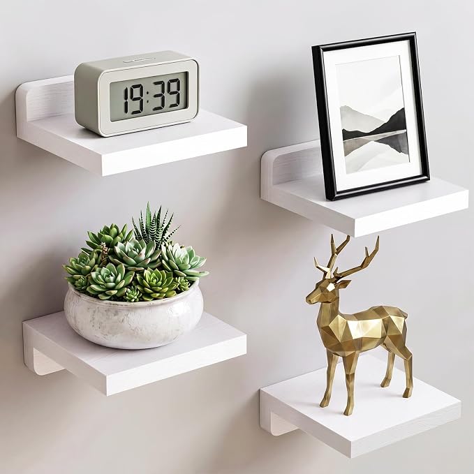 Fixwal Small Floating Shelves for Wall Decor | Rustic wood shelf for displaying by Fixwal