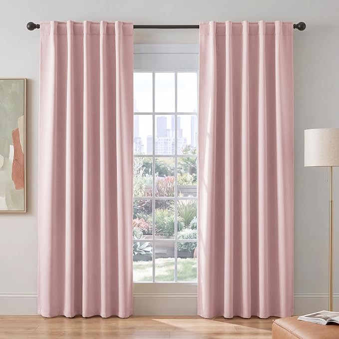 PONY DANCE Blush Pink Blackout Curtains by PONYDANCE