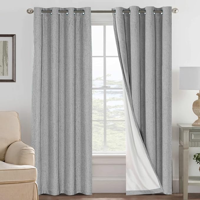 H.VERSAILTEX Linen Blackout Curtains 84 Inches Long, 100% Absolutely Blackout by HVERSAILTEX