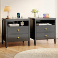 Huuger Black Nightstand Set of 2, Night Stand by Huuger