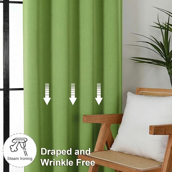 Simplebrand Ava Lime Short 36 Inches Blackout Curtain 2 Panels Set, Half Window - Image 7