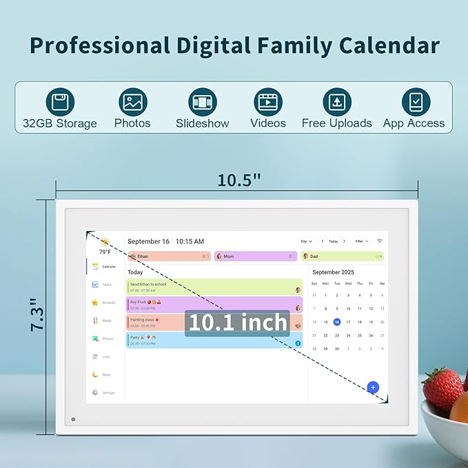 Canupdog 10.1 inch Digital Calendar & Chore Chart, Smart Touchscreen Interactive Display for Family Schedules, Easy to Organizing and Planning for Home and Office