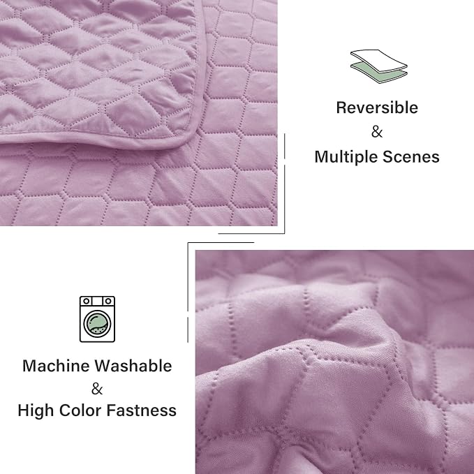 Exclusivo Mezcla Reversible Twin Quilt Bedding Set, Lilac | Lightweight - Image 6