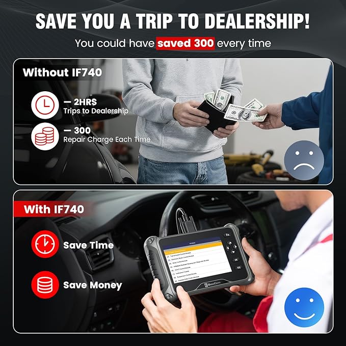 2026 BOSSCOMM IF740 OBD2 Scanner, 4 Systems ABS/SRS/Transmission/Check Engine Code Reader Scan Tool with Oil＆Throttle Resets, Car Scanner Diagnostic Tool for All Cars, Lifetime Free Update