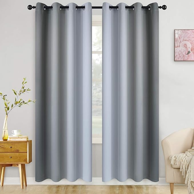 COSVIYA Curtains & Drapes Grommet Ombre Grey/Gray Curtains W52 x L96 Inch | by COSVIYA