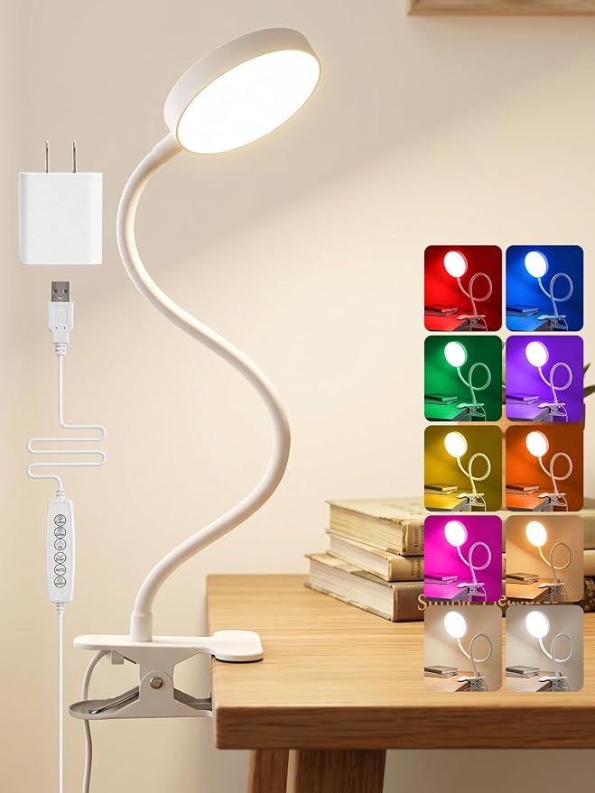 Clip on Lamp, 10 RGB Colors+10 Brightness Bright Desk Lamp by Unknown