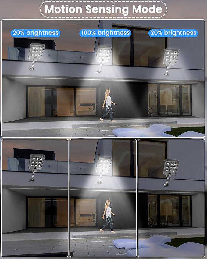 Gefolly G-9000W Solar Street Light Outdoor, Wide Angle Commercial Parking Lot Light Dusk to Dawn 6500K IP67 Flood Security with Motion Sensor Lamp for Yard, Basketball Court