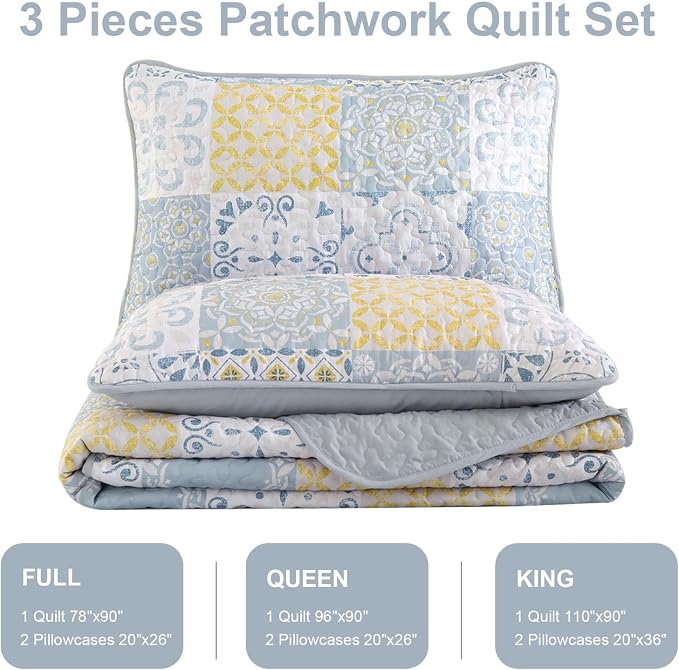 Dobuyly Full Size Quilt Set 3 Pieces, Soft Lightweight Microfiber Quilt Bedding - Image 7