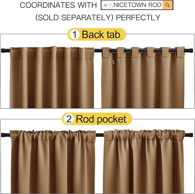 NICETOWN Bedroom Blackout Curtain Panels - Image 3