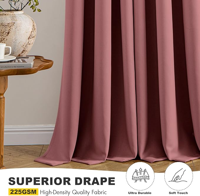 MIULEE Blackout Curtains for Bedroom 2 Panels 40 x 72 Inch Long Dusty Rose | - Image 5