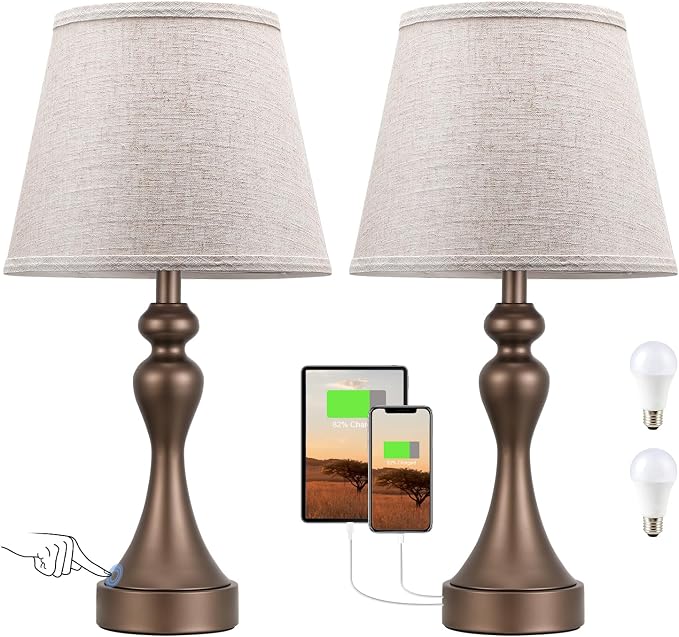 Touch Lamps for Nightstand, 3 Way Dimmable Bedside Lamps - Image 9