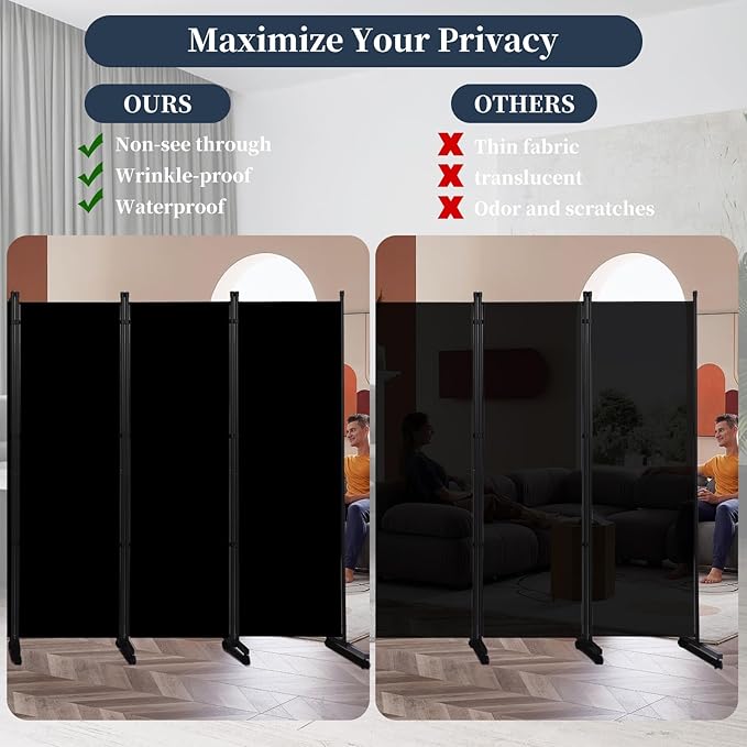 Room Divider 6 Panel-176''Wide Folding Privacy Screen, Large Partition Wall | - Image 3