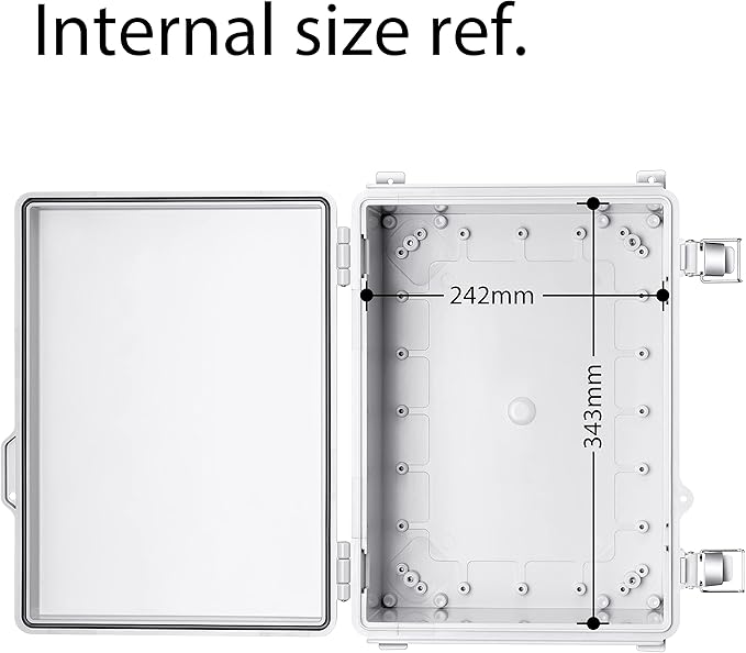 Gratury Junction Box, IP67 Waterproof Plastic Enclosure for Electrical Project, Hinged Grey Cover, Includes Mounting Plate and Wall Bracket (Grey Cover, 14.6"×10.6"×5.9")