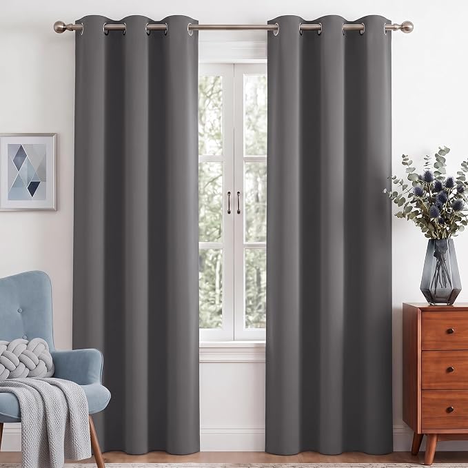 NICETOWN Grey Light Blocking Curtains 84 Inches Long 2 Panels by NICETOWN