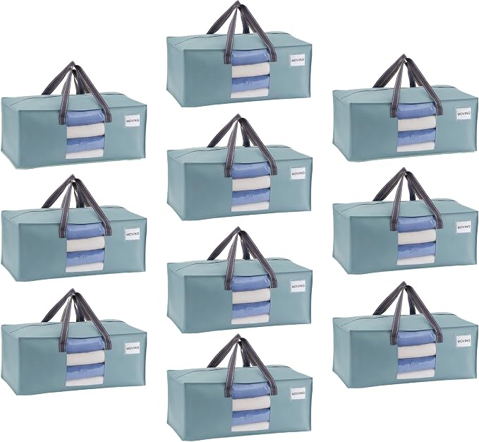 VENO Heavy Duty Moving Bags, Storage Bags, Light Blue, 10 Pack | Packing by Veno