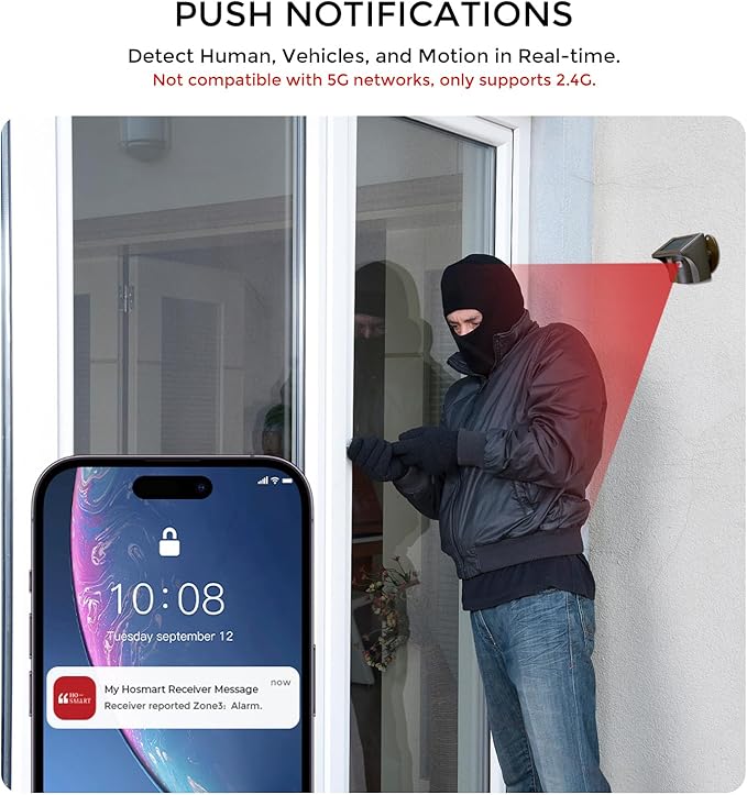 eMACROS Pro 3 Solar Driveway Alarm with Phone App-1/2 Mile Long Range Solar Wireless Driveway Alarm, Outdoor Wireless Weatherproof Motion Sensor & Detector, Idea Gifts for Christmas