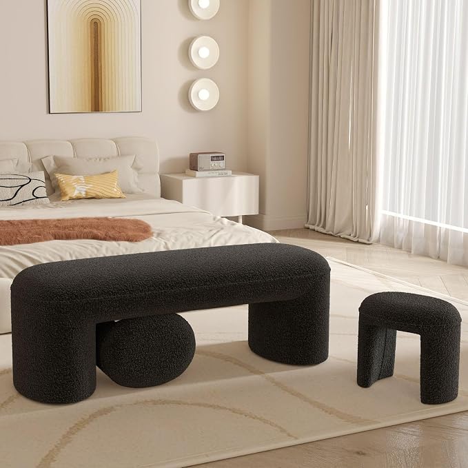 3-Piece Nesting Ottoman Bench Set，53" Long Upholstered End of Bed Bench by CHICAURA