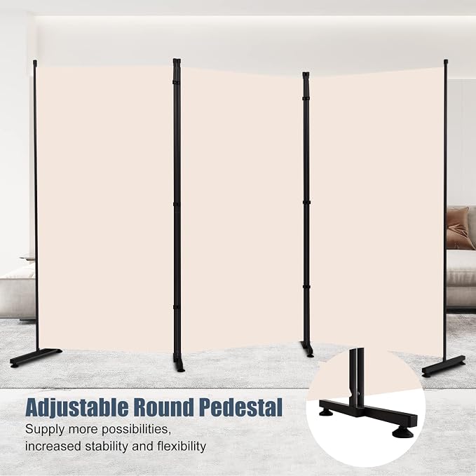4 Panel Folding Room Divider, Privacy Screen Freestanding Space Separator | 6ft - Image 2