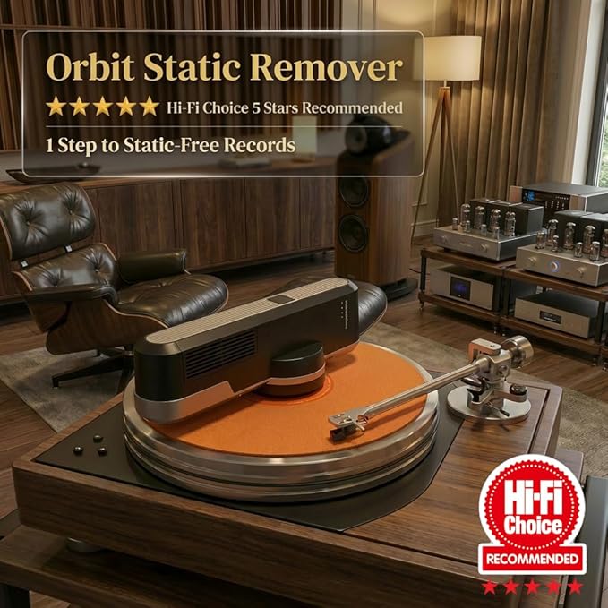 HumminGuru Orbit Static Remover for Vinyl Records, Vinyl Record Cleaner Machine Removes Static Charge Evenly, 360° LP Rotating Ionizer, Anti-Static Turntable Record Player Accessories Cleaning Kit