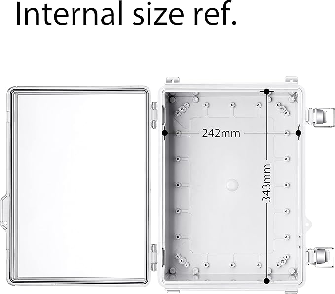 Gratury Junction Box, IP67 Waterproof Plastic Enclosure for Electrical Project, Hinged Grey Cover, Includes Mounting Plate and Wall Bracket (Transparent Cover, 14.6"×10.6"×5.9")