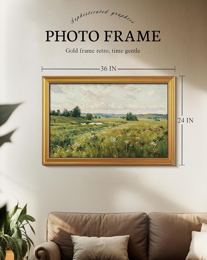 VIYYIEA Large Gold Framed Wall Art, Landscape Picture -Wind Sigh- 36" x 24" - Image 2