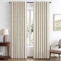 MIULEE 100% Blackout Linen Curtains 42 x 90 Inch Linen Beige 2 Panels | Thermal by MIULEE