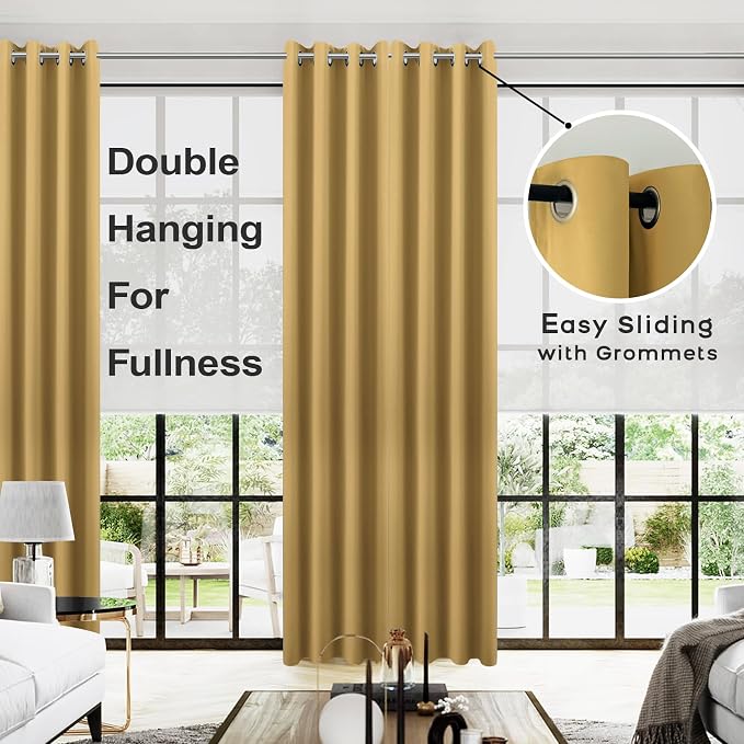 KOUFALL 108 Inch 9FT Room Darkening Curtains, 2 Panels Set, 9 FT Length 52'' W - Image 2