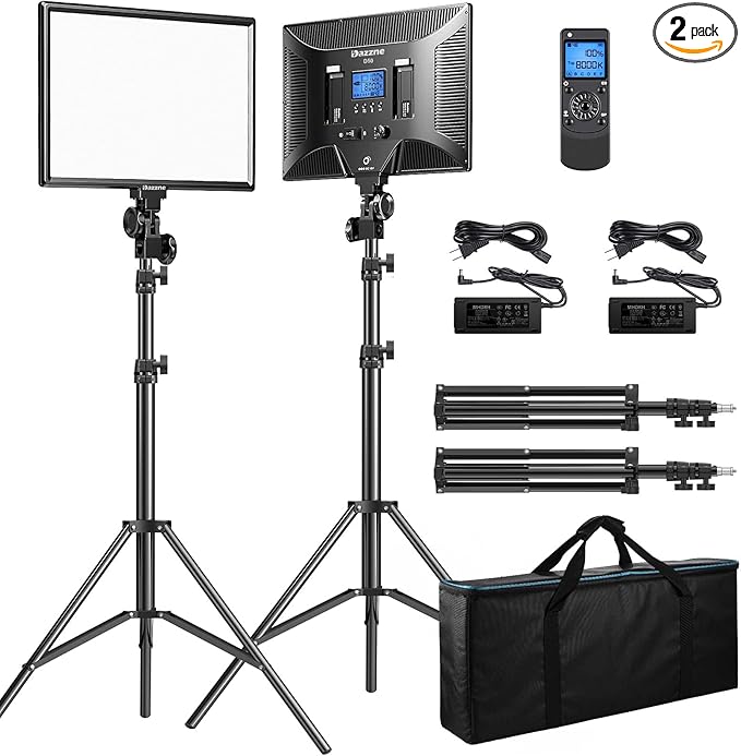 Dazzne D50 LED Video Light Panel Lights 15.4", 2 Packs 45W 3000K-8000K Bi-Color Dimmable Photography Lighting, CRI 96+ Videography Lighting for Video Shooting/Gaming/Live Stream/Studio/Film