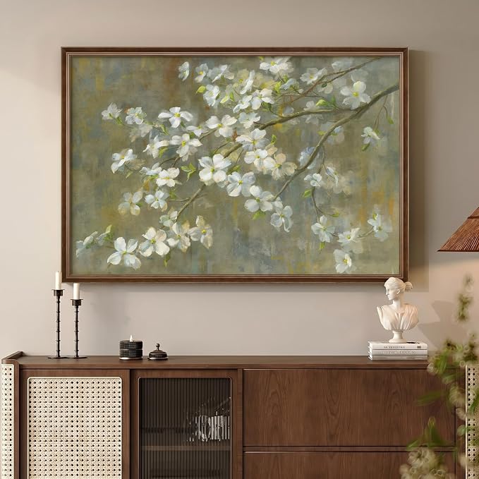 Framed Vintage Floral Wall Art, Rustic Retro Flower Picture by Cuspin