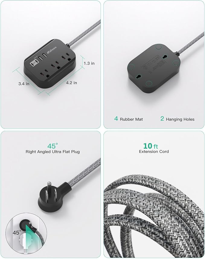 Travel Essentials, Long Compact Power Strip - Image 4