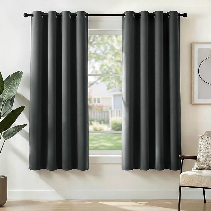 Deconovo Blackout Curtains for Bedroom and Living Room 45 Inches Long | Black by Unknown