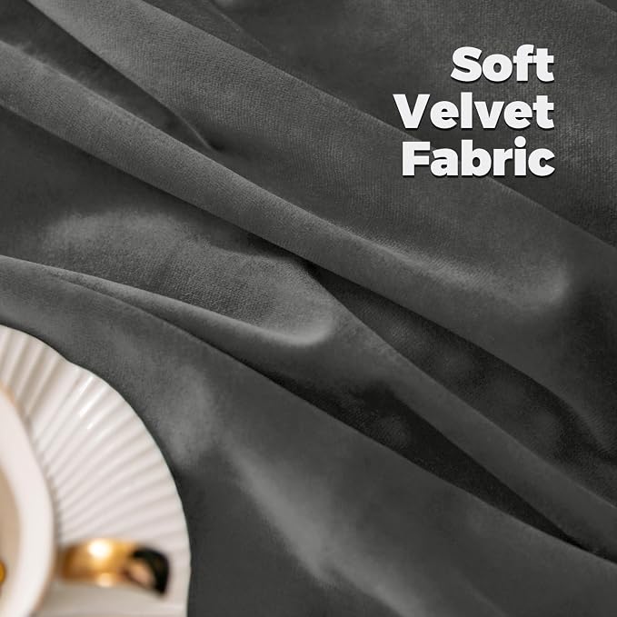 BGment Grey Velvet Curtains 90 Inches Long Blackout Curtains - Image 5